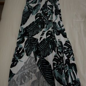 Tropical Leaf Print Maxi Skirt